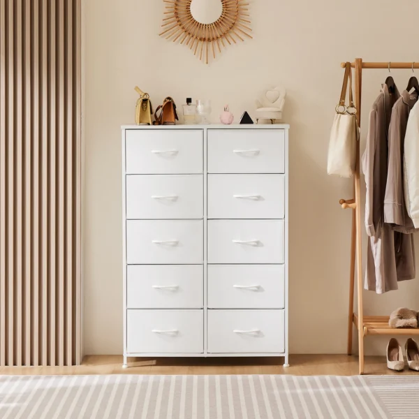 JHK Steel Frame Wardrobe w/10 Fabric Drawers.