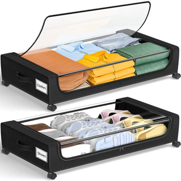 Under Bed Clear Cases w/Wheels, 2-Pack 48L each