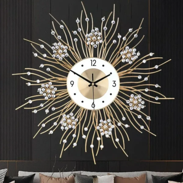 Large Sunflower Wall Clock w/Silent Round Dial (27.5 Inch)