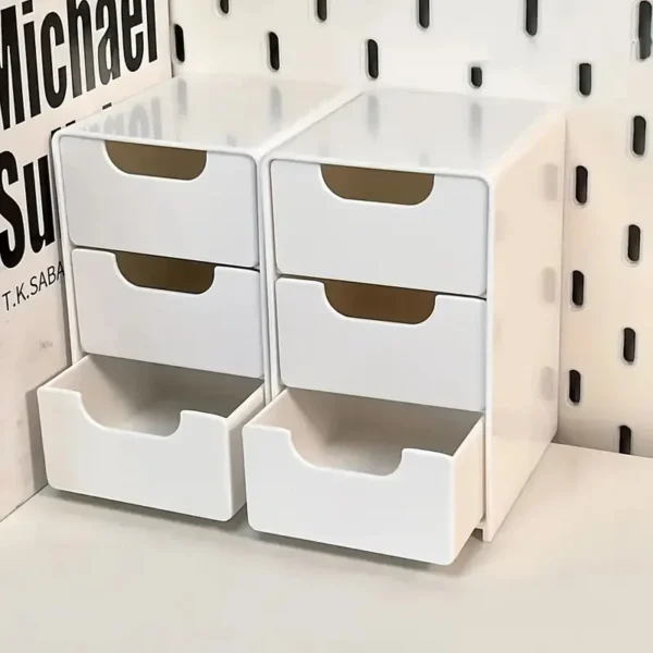 3-Tier Plastic Countertop Storage Organizer w/Drawers