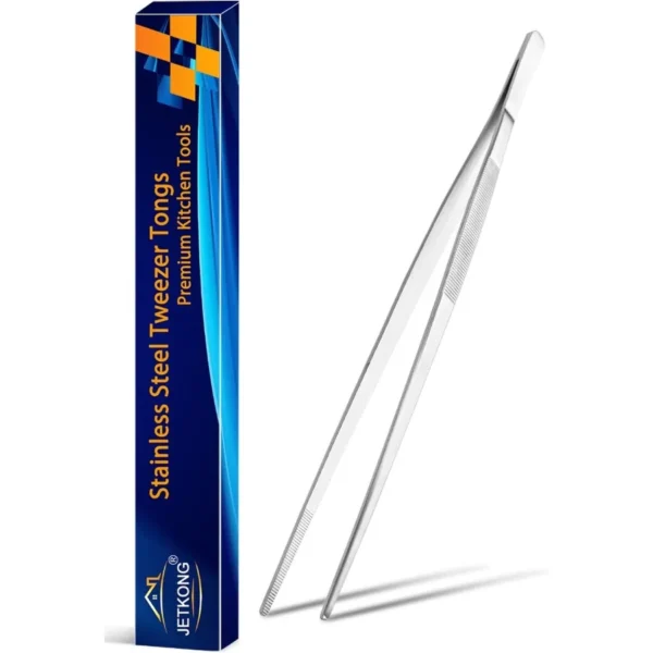 12" Stainless Steel Tweezer Tongs w/Serrated Tips