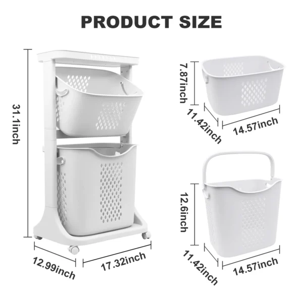 2/4 Tier Laundry Basket Rolling Cart