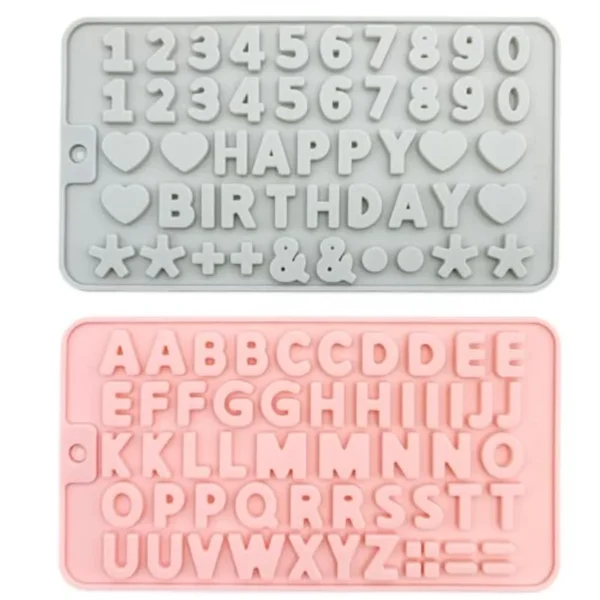 2PC Non-Stick Silicone Letter/Number Molds