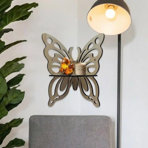 Wooden Butterfly Shape Corner Shelf