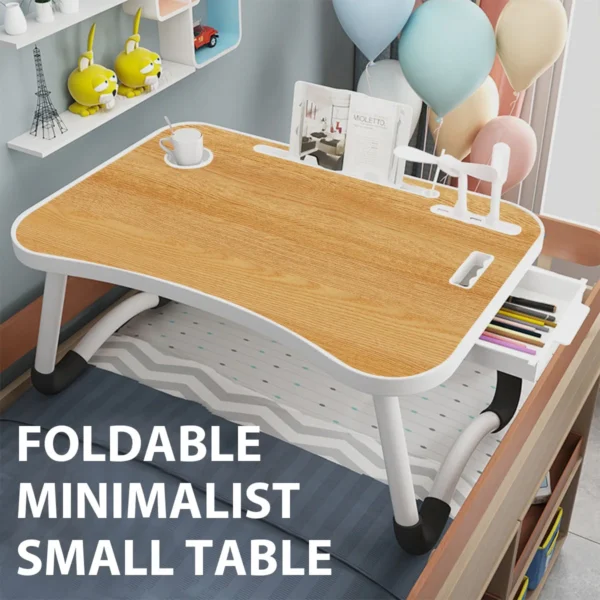 Foldable Laptop Desk w/USB Light/Fan, Cup Holder/Tablet Slot