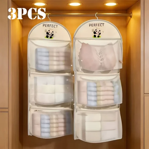 Triple-Layer Hanging Mesh Storage Bag Organizer